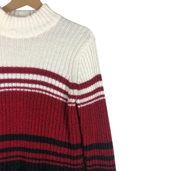 Bobbie Brooks Turtleneck Sweater Womens L Multicolor Ribbed Stripe Preppy Retro - Picture 2 of 4